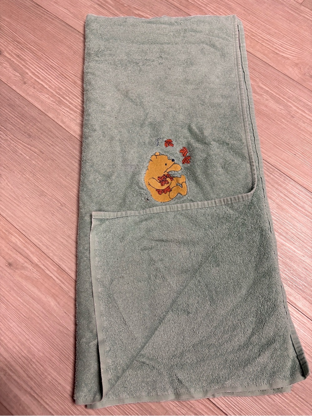 Vintage Winnie the Pooh Green Kids Towel Wrap